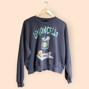 Vinyl Icons Limoncello Graphic Print Crewneck Sweatshirt Oversized Crop Women M